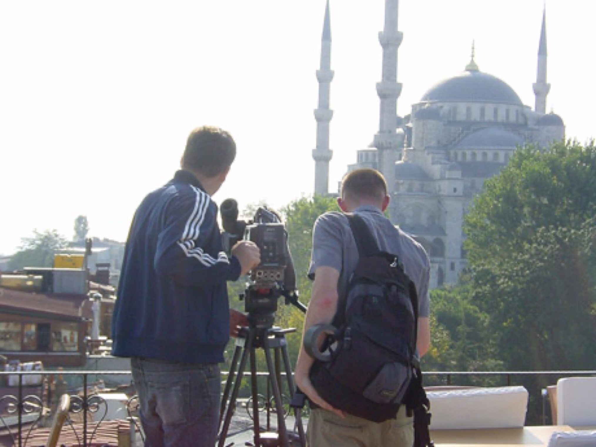 Filmteam Kameraausrüstung Istanbul Moschee Die Hagia Sophia