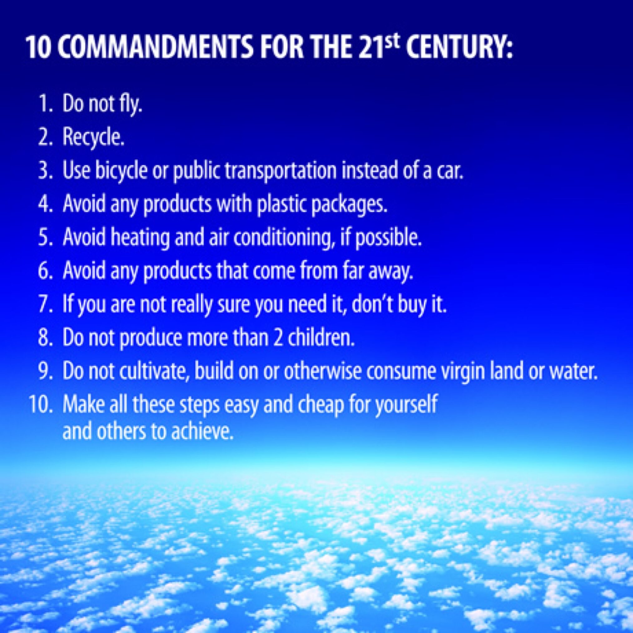 Nachhaltigkeitsregeln 21. Jahrhundert Umweltschutz The Ten Commandments